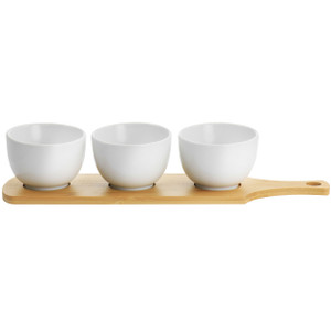 Gibson Elite Gracious Dining 4 Piece Fine Ceramic Tidbit Bowl Set with Base in White D970-134045.04
