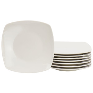 Gibson Home Zen Buffetware 8 Piece 7in Stoneware Dessert Plate Set in White D970-141544.01