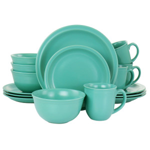 Gibson Home 16 Piece Siam Stoneware Dinnerware Set in Green D970-127264.16