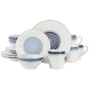 Gibson Elite Spiral Embossed 16 Piece Stoneware Dinnerware Set in Blue D970-120041.16R