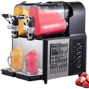 Commercial Slushy Machine, 3Lx2 Double Tank Frozen Drink Machine, 24 Cups Stainless Steel Margarita E415-XRJMNKHS3LX2G0001V1