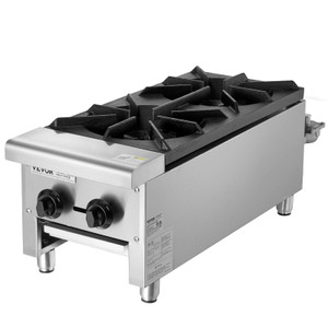 Commercial Gas Stove with 2 Burners, Propane and Natural Gas Countertop Cooking Stove Range, Stainl E415-SYTSRQZBDJK21ROHBV0