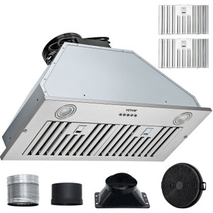 Insert Range Hood, 800CFM 3-Speed, 30 Inch Stainless Steel Built-in Kitchen Vent with Push Button C E415-Q30450CFM110VIT8VV1