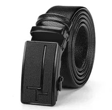 Color: black, Belt Length: 120cm - Man PU Leather Belt High Quality Men Business Belt Golden Automa F640-12000038137868189