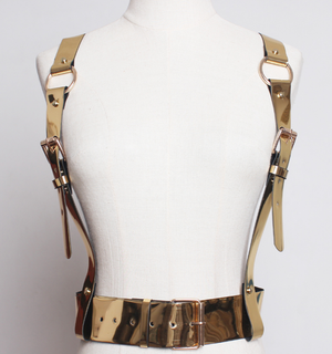 Color: Gold A - Gold mirror pu atmospheric moisture belt belt Q119-CJNSFSYD00116-Gold A