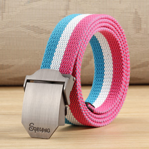 Style: 3.5CM, Color: Pink blue-140CM, Size:  - Men's canvas belt Q119-CJNSFJPD00297-3.5CM-Pink blue-140CM