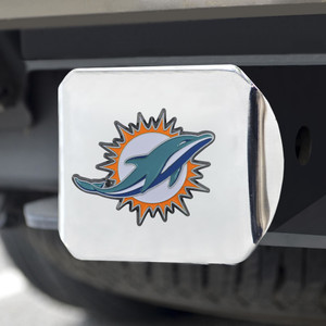 Miami Dolphins Hitch Cover Color Emblem on Chrome Z157-4228112579