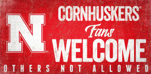 Nebraska Cornhuskers Wood Sign Fans Welcome 12x6 Z157-7846014559