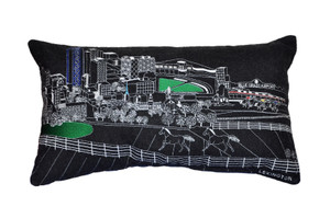 14" X 24" Black Gray and White Hometown Pride Wool Lumbar Throw Pillow N270-482496