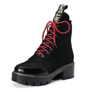 Color: Black, Size: 42 - Fashion leather boots with flat bottom flat boots student women's boots ri Q119-CJBHNSNS04064-Black-42