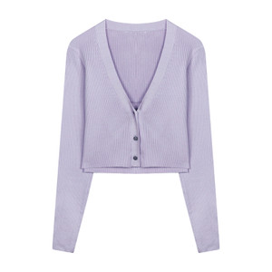 Color: Light purple coat, Size: One size - European And American Knitted Suspender Vest Retro Spice Q119-CJLS123061301AZ