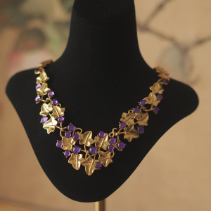 Vintage Grape Matte Niche Vintage Gemstone Necklace Q119-CJLX1997849