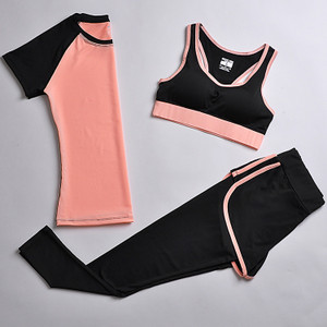 Color: Pink, Style: Trousers-M, Size:  - Yoga clothes sports three-piece suit Q119-CJNSSYTZ03311-Pink-Trousers-M