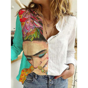 style: D, Size: 3XL - Autumn And Winter New Positioning Printing Long-Sleeved Buttoned Professional Q119-CJCS114869824XC