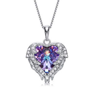 Color: Dark purple copper - Elements Crystal S925 Sterling Silver Angel Necklace Q119-CJZBLXLX03482-Dark purple copper