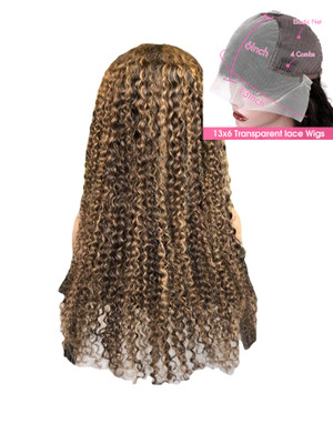 style: 13x6 front wig, Size: 24inch - Piano Inter-color Highlight Curly Lace Wig Q119-CJHC167288424XC