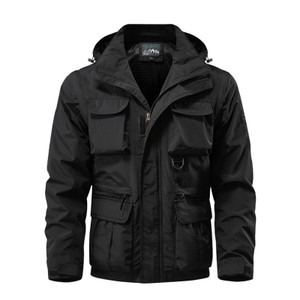Color: Black, Size: 2XL - Outdoor Windproof Shell Jacket Loose Plus Size Casual Multi-pocket Workwe Q119-CJMJ244213339MN