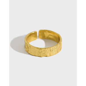 Color: Gold - S925 Sterling Silver Irregular Concave-convex Gold And Silver Tin Foil Paper Pattern  Q119-CJLX118201203CX