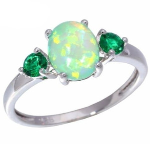 Color: Green, Size: Number 10 - Diamond-studded Opal Ring Opal Emerald Diamond Ring Q119-CJZBLXLX03571-Green-Number 10