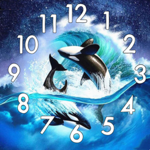 Color: 4 color, style: Round shape-30x30cm, Painting size:  - Dolphin Theme Diamond Painting, Full  Q119-CJZS108763139MN