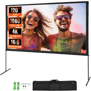Projector Screen with Stand, 120 inch 16:9 4K 1080 HD Outdoor Movie Screen with Stand, Wrinkle-Free E415-TYPM20ZJSPJ15KMU2V0
