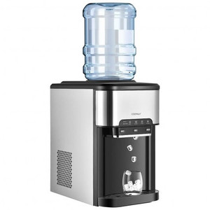Water Cooler Dispenser 3-in-1 with Built-in Ice Maker and 3 Temperature Settings-Silver - Color: Si D681-ES10127US-SL