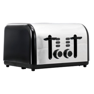 Redmond 4-Slice Wide Slot 1400W Stainless Steel Toaster in Black D970-ST009-BLACK