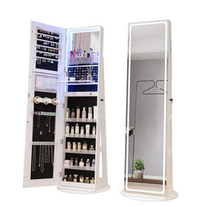Standing Jewelry Cabinet with Adjustable LED Lights-White - Color: White D681-JV11246US-WH