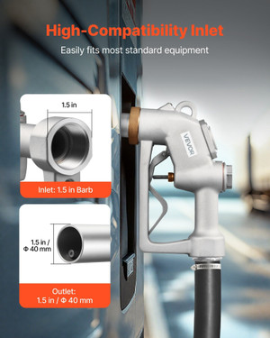 1.5 Inch Barb Automatic Fuel Nozzle with Swivel, Max Flow Rate 37 GPM, Auto Shut Off Diesel Gas Pum E415-JXSRYPZQJS150PZYD001V0