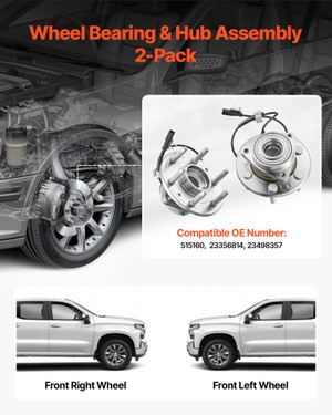2PCS Front Wheel Bearing & Hub Assembly Fit for 2020 Cadillac Escalade Base Platinum Premium Luxury E415-QCLGZJ2JTXFLHF23L001V9