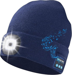 Color: NAVY BLUE - Bright Beanie Multi-functional Hat With LED Light And Bluetooth Headphones K290-52070652444945