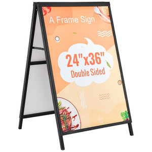 A Frame Sidewalk Sign, 24x36 Inch Heavy Duty Slide-in Signboard Holder, Double-Sided Folding Sandwi E415-XHBZA2436INCHM1FCV0