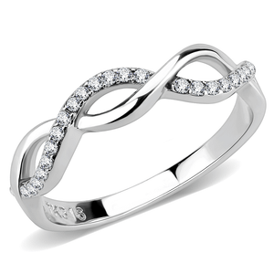 DA243 - High polished (no plating) Stainless Steel Ring with AAA Grade CZ  in Clear A874-DA243