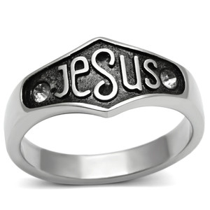 TK631 - High polished (no plating) Stainless Steel Ring with Top Grade Crystal  in Clear A874-TK631