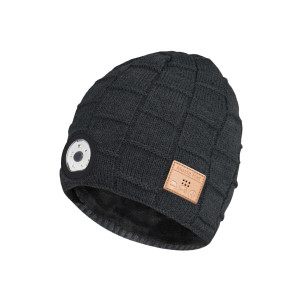 Color: WEAVED CHECX  BLACK - Bright Beanie Multi-functional Hat With LED Light And Bluetooth Headph K290-52073770058001