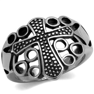 TK2320 - High polished (no plating) Stainless Steel Ring with Epoxy  in Jet A874-TK2320