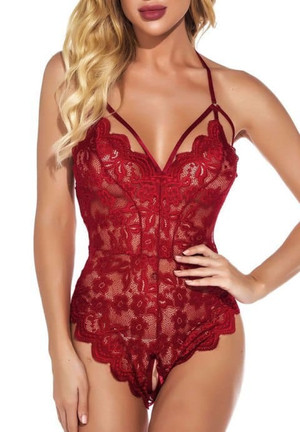 Alluring Red Floral Lace Teddy H721-YRP8027RD-AA