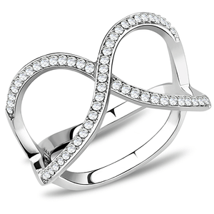 DA058 - High polished (no plating) Stainless Steel Ring with AAA Grade CZ  in Clear A874-DA058