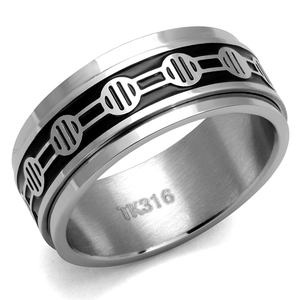 TK2924 - High polished (no plating) Stainless Steel Ring with Epoxy  in Jet A874-TK2924