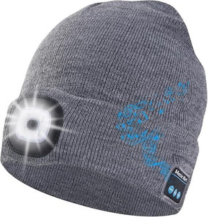 Color: GRAY - Bright Beanie Multi-functional Hat With LED Light And Bluetooth Headphones K290-52070652412177