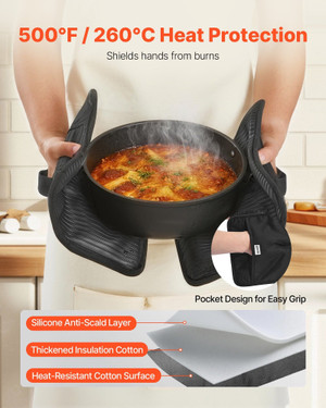 Pot Holders, Heat Resistant to 500?°F with Ribbed Soft Anti-Slip Silicone Strips, 100% Cotton 9.06  E415-GDGJM2JT0000DXMLM001V0