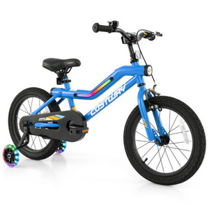 16 Inch Kids Bike LED Lighted Adjustable with Training Wheels for 4-7 Years Old Kids-16 inches - Co D681-TS10184NY-16