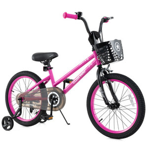 18 Inch Kids Bike Adjustable Bicycle with Front Basket for Children Aged 4-8 Years Old - Color: Pin D681-TS10230PI-18