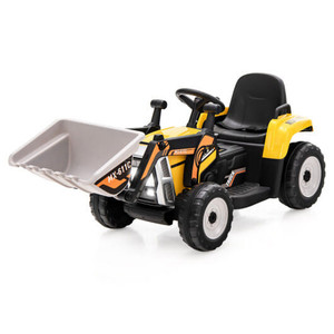 12V Battery Powered Kids Ride on Excavator with Adjustable Arm and Bucket-Yellow - Color: Yellow D681-TQ10103US-YW