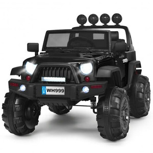 12V Kids Ride On Truck with Remote Control and Double Magnetic Door-Black - Color: Black D681-TY327745BK+