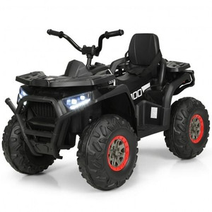 12 V Kids Electric 4-Wheeler ATV Quad with MP3 and LED Lights-Black B593-TY327802+