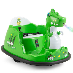 12V Bumper Car with Spray Function and Remote Control for Toddlers Aged 2-5-Green B593-TQ10401US