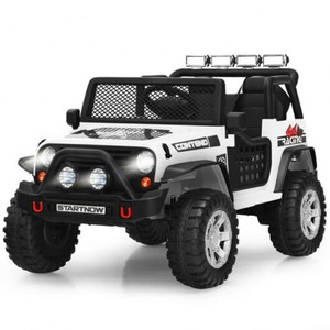 12V Kids Electric Ride On Truck with Remote Control and Operation Lever-White - Color: White D681-TQ10015WH