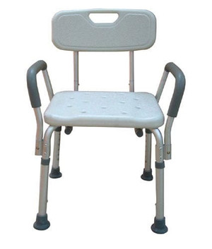 Bath Bench Adj Ht. w/Back-KD Remov. Padded Arms  (PMI) B731-1187B