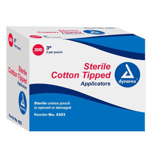 Cotton tipped applicator, Sterile 3", 200 per box, packaged as 100 2-packs Q491-M553